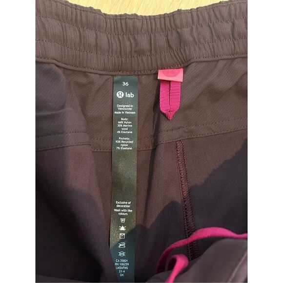 Lululemon Lab Wool-Blend Stretch Pants Men's Burgundy Size 36 - Picture 8 of 9